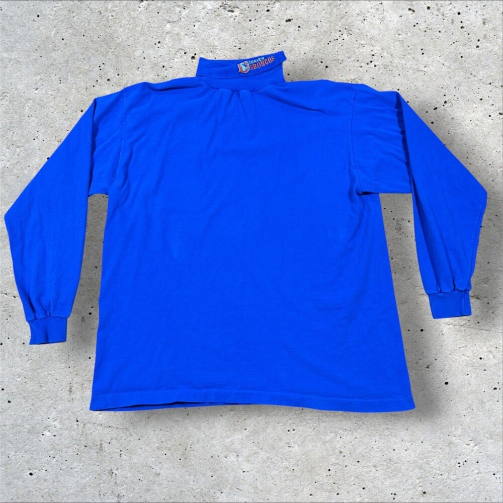 Vtg 90's Denver Broncos NFL Mock Neck Turtleneck Shirt Mens XL Blue Grand Sport